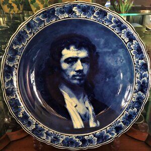 HUGE! Royal Delft 1956 Rare ''Carel Fabritius Self Portrait'' Charger